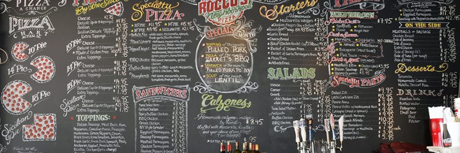 Slideshow graphic: Photo of Rocco's chalkboard menu